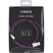 Streetz Usb Sync Charger Cable Cloth Covered Usb   Usb Microb 1m Lilla Ledning