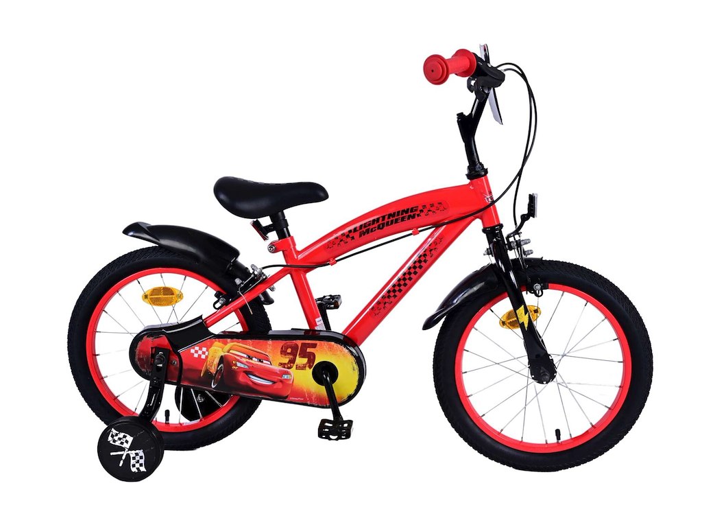 Volare Disney Biler Juniorcykel 16 Quot  Med Støttehjul Rød