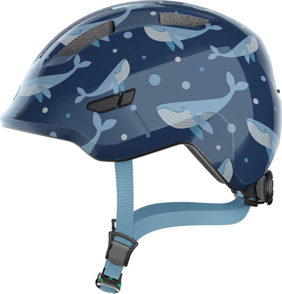 Abus Smiley Se Blue Whale Grønt Spænde Børne Cykelhjelm Small 45-50 Cm