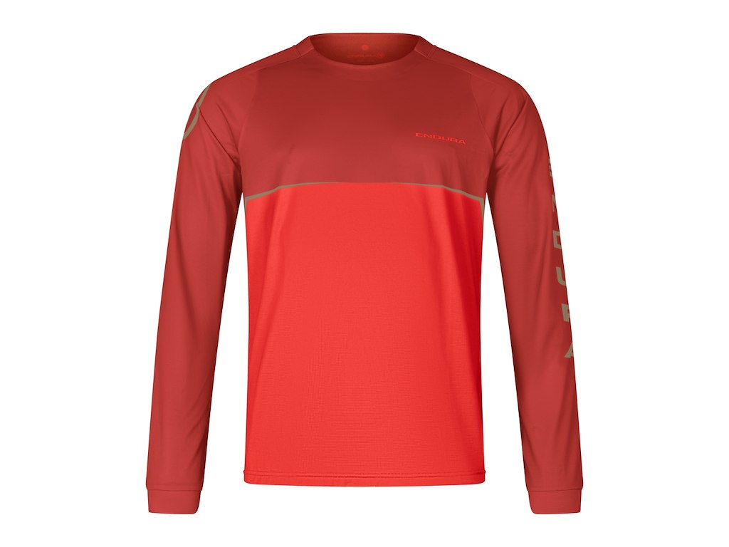Endura Core Printed Tee Cykeltrøje Lange ærmer Rød