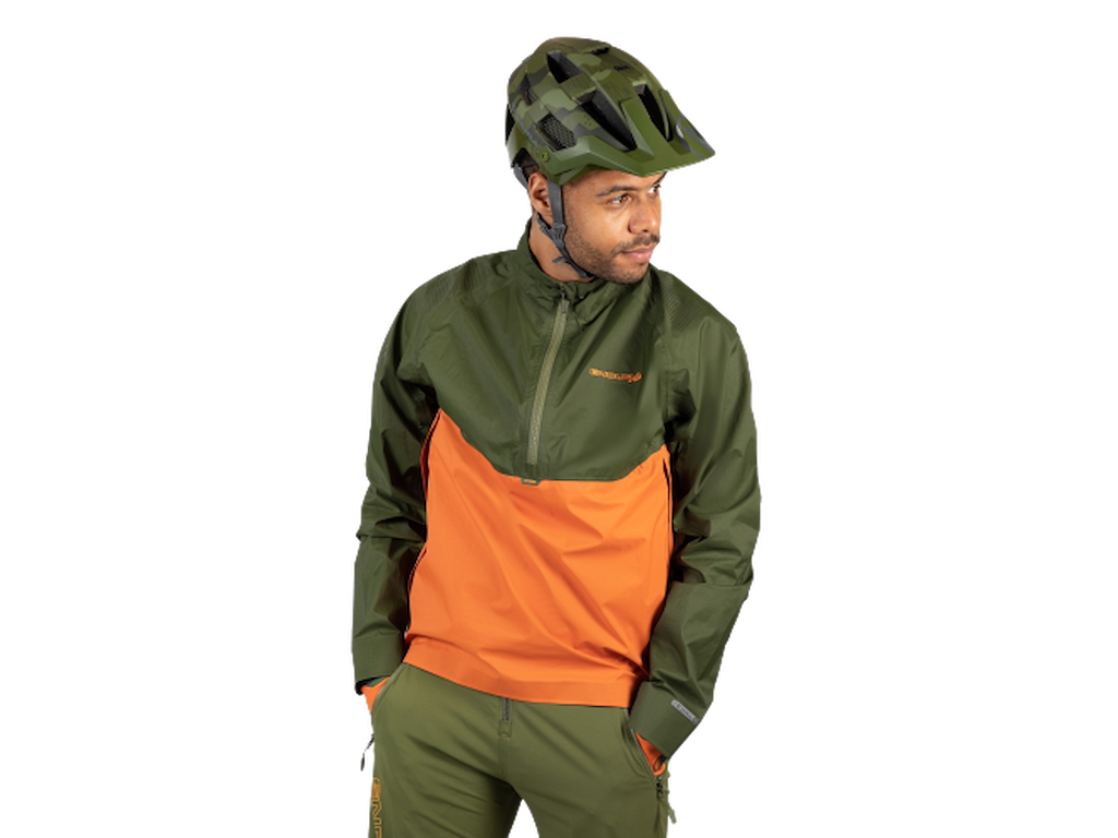 Endura   00 Lite Pullover Waterproof Cykeljakke Herre Grøn Orange Str