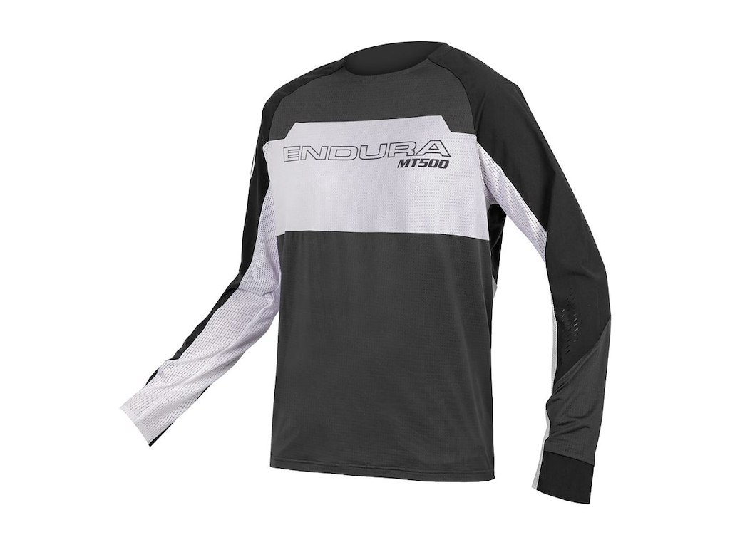 Endura Mt500 Burner Lite Jersey Lange ærmer Herre Sort Hvid Str