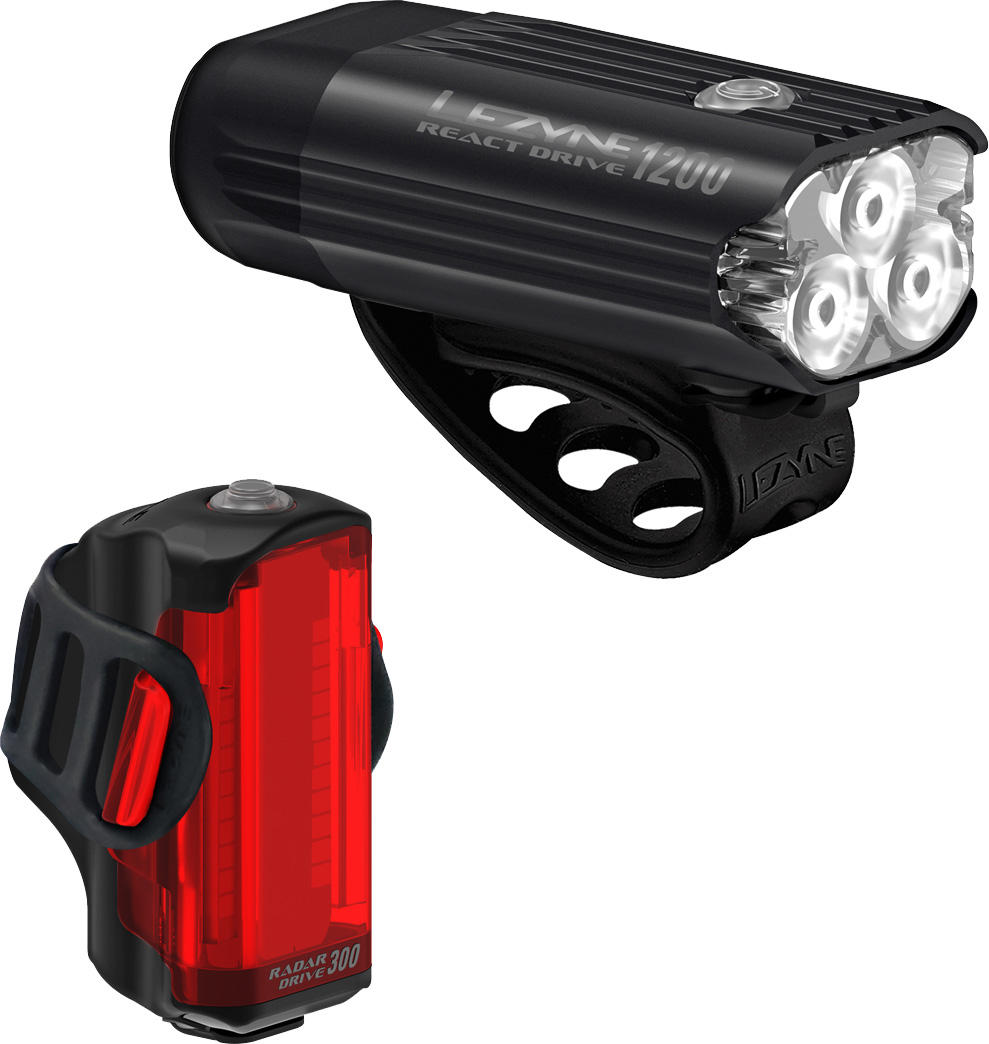 Lezyne Radar React System Forlygte Baglygte Usb- Opladning 1200 300 Lumen