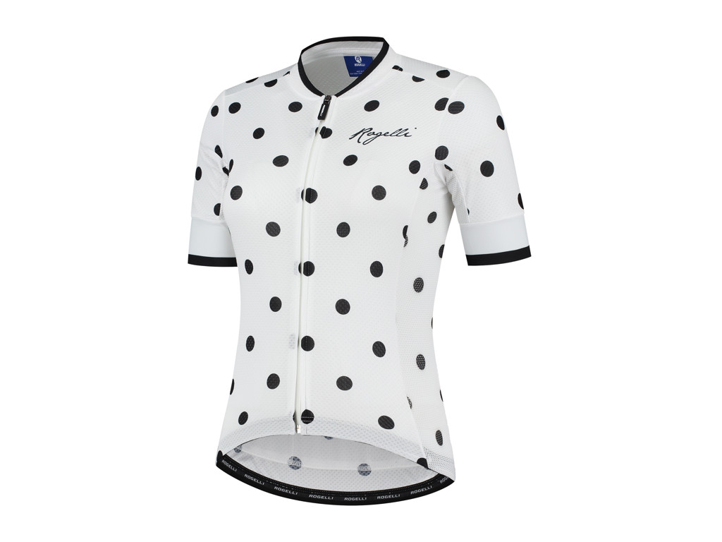 Rogelli Sprinkle Cykelbluse Dame Korte ærmer Race Fit Hvid Sort Str