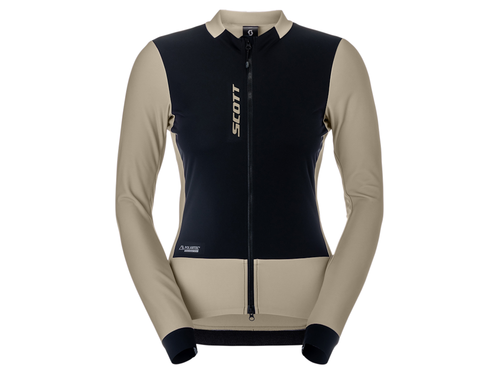 Scott Pro Warm Wind Breaker Cykeltrøje Lange ærmer Dame Portobello Beige Sort Str