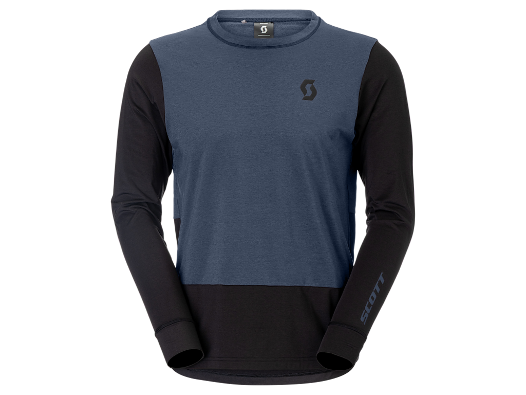 Scott Vertic Pro Mid Ls Tee Cykeltrøje Lange ærmer Herre Dusk Blue Sort Str