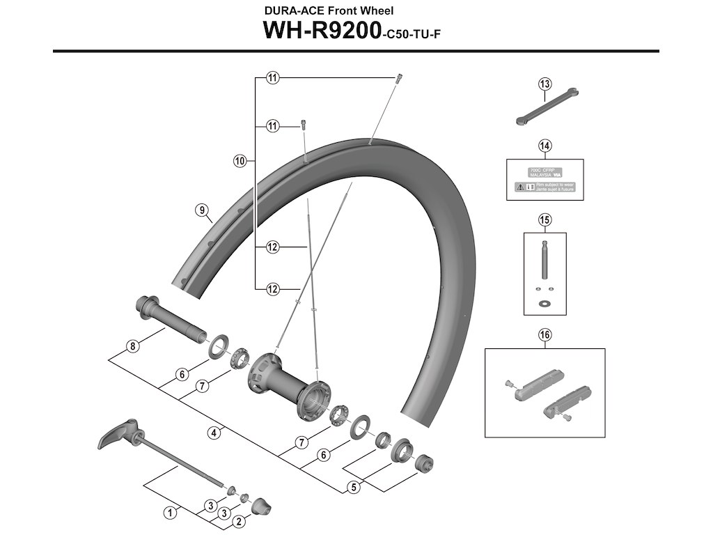 Shimano Dura Ace Eger 261mm Lang Til Forhjul Model Wh-r9200-c50-tu-